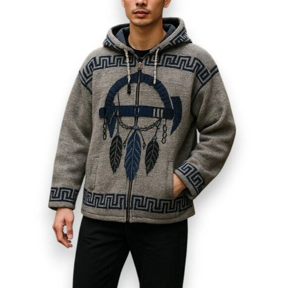 RUMINAHUI Dream Catcher Sweater Jacket Native Zip Hoodie - Picture 1 of 14